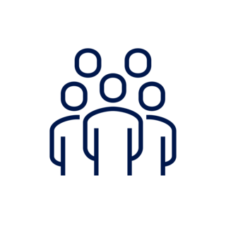 Ein einfaches Linien-Icon zeigt fünf stilisierte Personen, die zusammen eine Gruppe symbolisieren.