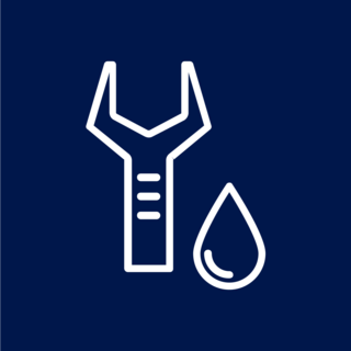 Ein Icon zeigt einen Schraubenschlüssel neben einem Wassertropfen.