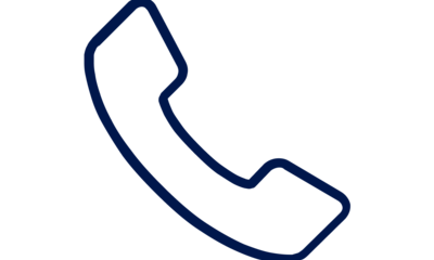 Ein einfaches Telefon-Symbol, dargestellt als Umriss auf transparentem Hintergrund. 